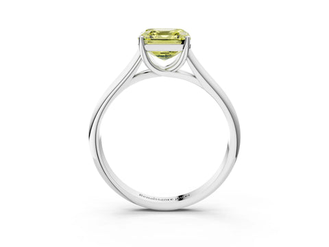 White gold Fancy Yellow Asscher Cut Solitaire Engagement Ring with Tapered Band and Four-Prong Setting_18