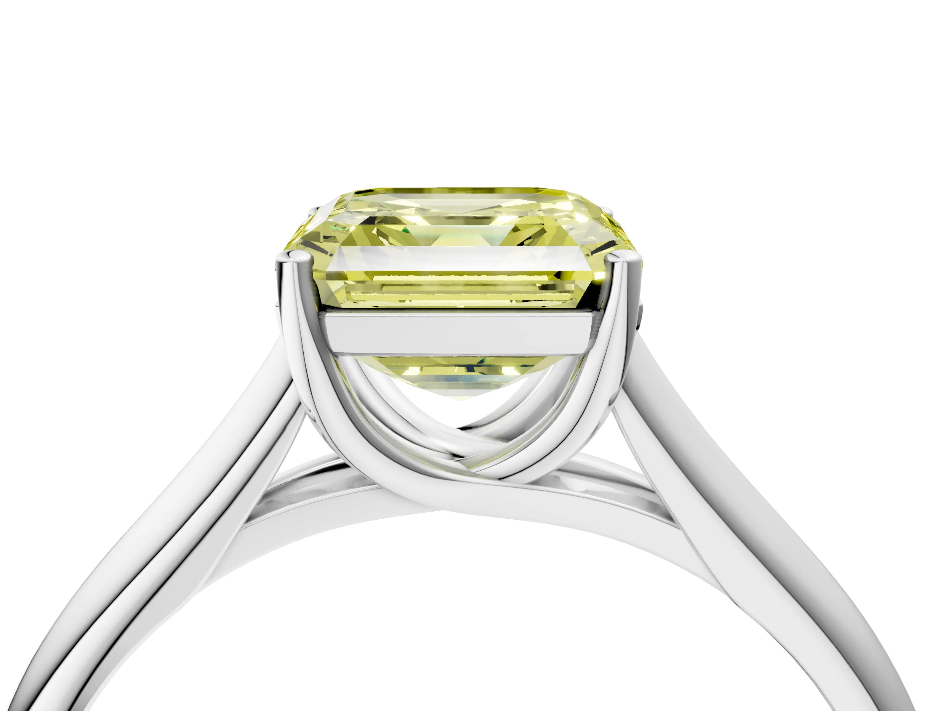 White gold Fancy Yellow Asscher Cut Solitaire Engagement Ring with Tapered Band and Four-Prong Setting_19