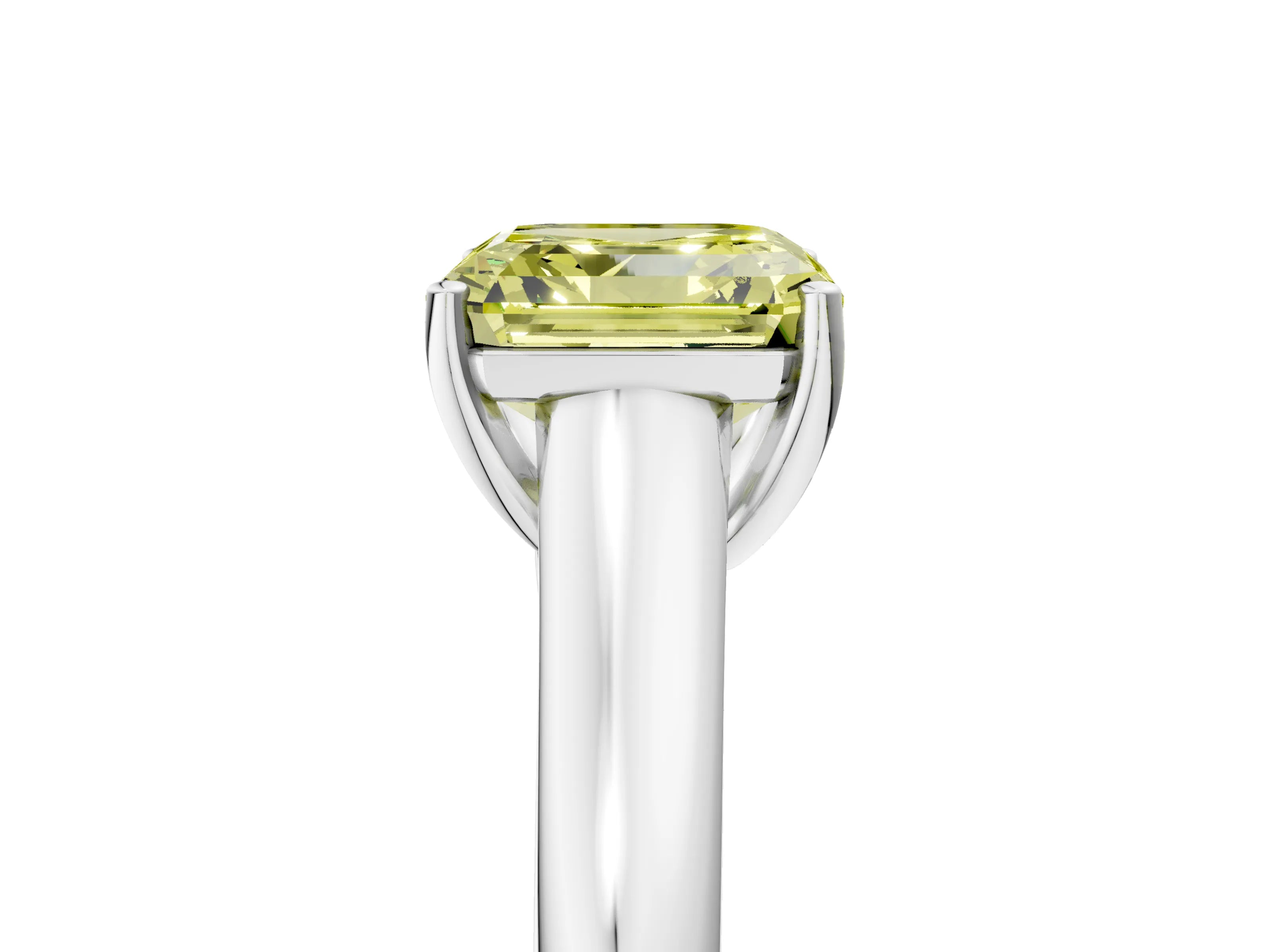 White gold Fancy Yellow Asscher Cut Solitaire Engagement Ring with Tapered Band and Four-Prong Setting_20
