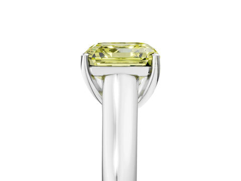 White gold Fancy Yellow Asscher Cut Solitaire Engagement Ring with Tapered Band and Four-Prong Setting_20