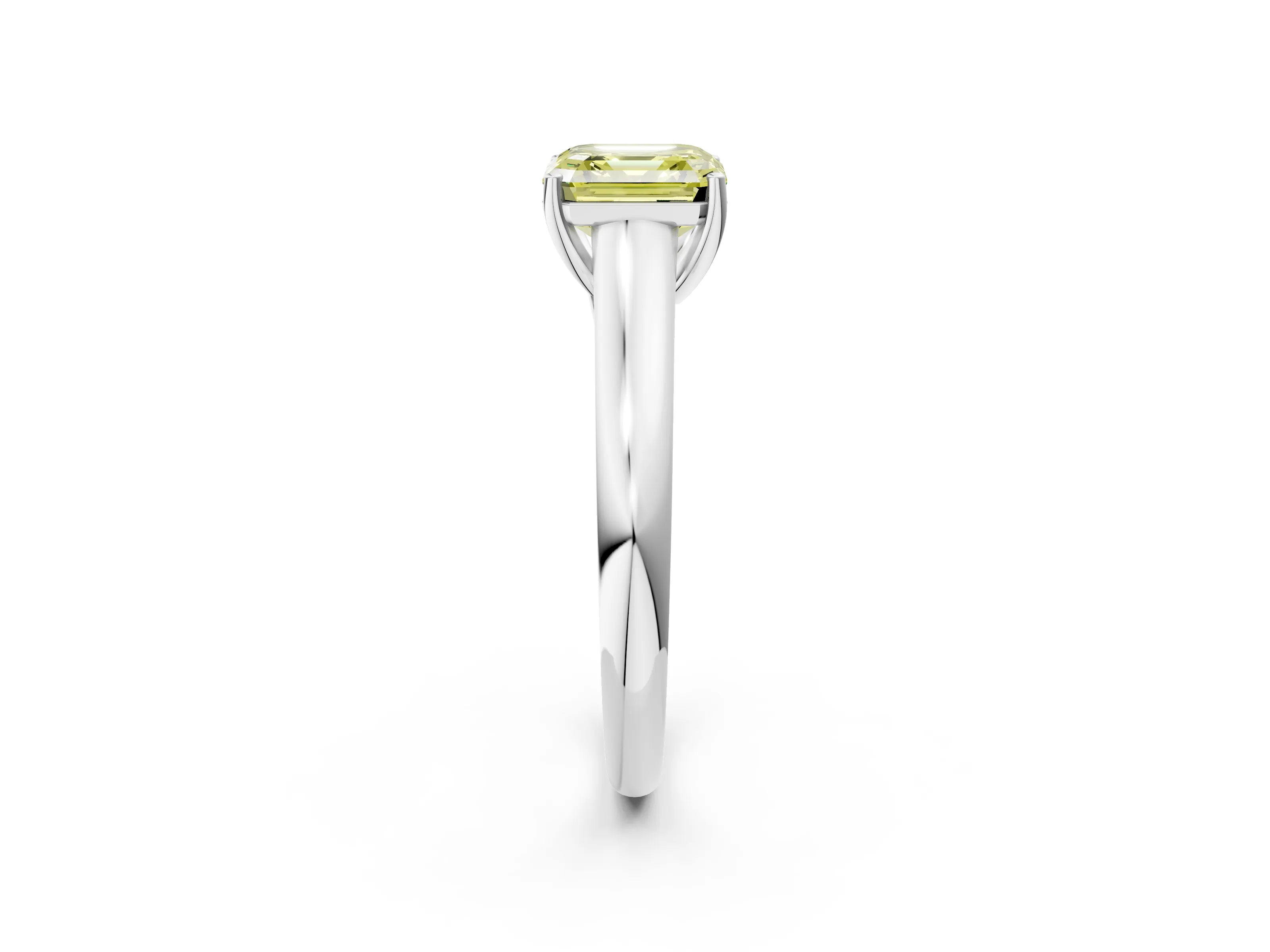 White gold Fancy Yellow Asscher Cut Solitaire Engagement Ring with Tapered Band and Four-Prong Setting_5