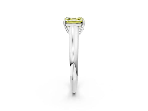 White gold Fancy Yellow Asscher Cut Solitaire Engagement Ring with Tapered Band and Four-Prong Setting_5