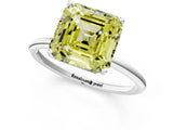 White gold Fancy Yellow Asscher  Cut Solitaire Engagement Ring with Thin Band and Four-Prong Setting_21
