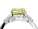 White gold Fancy Yellow Asscher  Cut Solitaire Floral Diamond Ring with Four-Prong Setting_11