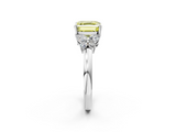 White gold Fancy Yellow Asscher  Cut Solitaire Floral Diamond Ring with Four-Prong Setting_2