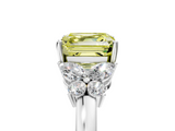 White gold Fancy Yellow Asscher  Cut Solitaire Floral Diamond Ring with Four-Prong Setting_34
