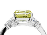 White gold Fancy Yellow Asscher  Cut Solitaire Floral Diamond Ring with Four-Prong Setting_4