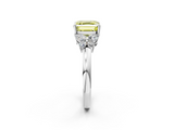 White gold Fancy Yellow Asscher  Cut Solitaire Floral Diamond Ring with Four-Prong Setting_9