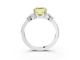 White gold Fancy Yellow Asscher  Cut Solitaire Floral Diamond Ring with Four-Prong Setting_9
