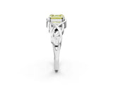 White gold Fancy Yellow Asscher Cut Solitaire Intertwined Band Prong Setting Ring_2