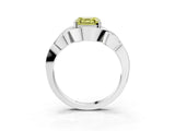White gold Fancy Yellow Asscher Cut Solitaire Intertwined Band Prong Setting Ring_3