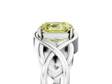 White gold Fancy Yellow Asscher Cut Solitaire Intertwined Band Prong Setting Ring_5