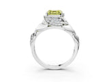 White gold Fancy Yellow Asscher Cut Solitaire Leaf-Inspired Engagement Ring with Prong Setting_15