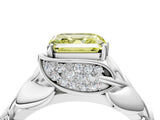White gold Fancy Yellow Asscher Cut Solitaire Leaf-Inspired Engagement Ring with Prong Setting_16