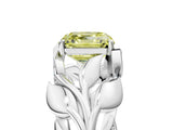 White gold Fancy Yellow Asscher Cut Solitaire Leaf-Inspired Engagement Ring with Prong Setting_18