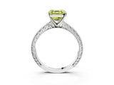 White gold Fancy Yellow Asscher Cut Solitaire Milgrain Engraved Band with Four-Prong Setting_15
