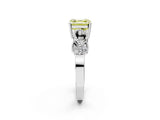 White gold Fancy Yellow Asscher Cut Solitaire Milgrain Leaf Band with Prong Setting_14