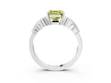 White gold Fancy Yellow Asscher Cut Solitaire Milgrain Leaf Band with Prong Setting_15
