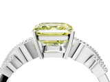 White gold Fancy Yellow Asscher Cut Solitaire Milgrain Leaf Band with Prong Setting_16