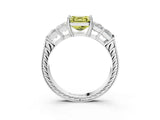 White gold Fancy Yellow Asscher Cut Solitaire Princess Side Stone Engraved Band Prong Setting Ring_39