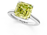 White gold Fancy Yellow Asscher  Cut Solitaire Ring with Cathedral Band and Four-Prong Setting_1