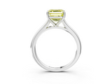 White gold Fancy Yellow Asscher  Cut Solitaire Ring with Cathedral Band and Four-Prong Setting_3