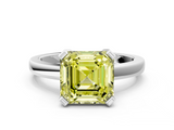 White gold Fancy Yellow Asscher  Cut Solitaire Ring with Four-Prong Setting and Classic Band_17