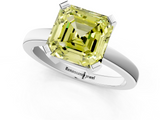 White gold Fancy Yellow Asscher  Cut Solitaire Ring with Four-Prong Setting and Classic Band_18
