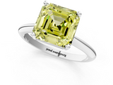 White gold Fancy Yellow Asscher  Cut Solitaire Ring with Four-Prong Setting on a Classic Band_1