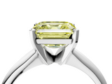 White gold Fancy Yellow Asscher  Cut Solitaire Ring with Four-Prong Setting on a Classic Band_4