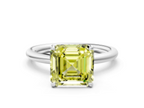White gold Fancy Yellow Asscher  Cut Solitaire Ring with Thin Band and Four-Prong Setting_17