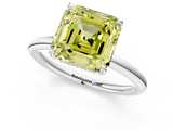 White gold Fancy Yellow Asscher  Cut Solitaire Ring with Thin Band and Four-Prong Setting_18