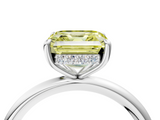White gold Fancy Yellow Asscher  Cut Solitaire Ring with Thin Band and Four-Prong Setting_20