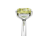 White gold Fancy Yellow Asscher  Cut Solitaire Ring with Thin Band and Four-Prong Setting_21