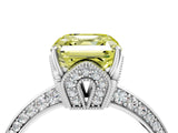 White gold Fancy Yellow Asscher Cut Solitaire Split Shank Pave Diamond Engagement Ring with Four-Prong Setting_28