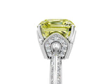 White gold Fancy Yellow Asscher Cut Solitaire Split Shank Pave Diamond Engagement Ring with Four-Prong Setting_53