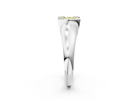 White gold Fancy Yellow Asscher Cut Solitaire Tension Set Diamond Ring with Split Shank Band_26