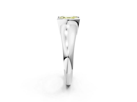 White gold Fancy Yellow Asscher Cut Solitaire Tension Set Diamond Ring with Split Shank Band_2