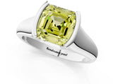White gold Fancy Yellow Asscher Cut Solitaire Tension Set Diamond Ring with Split Shank Band_37