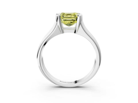 White gold Fancy Yellow Asscher Cut Solitaire Tension Set Diamond Ring with Split Shank Band_39