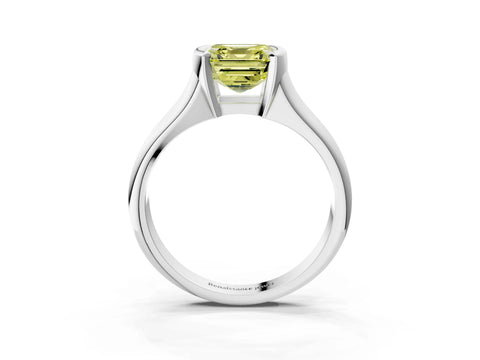 White gold Fancy Yellow Asscher Cut Solitaire Tension Set Diamond Ring with Split Shank Band_3