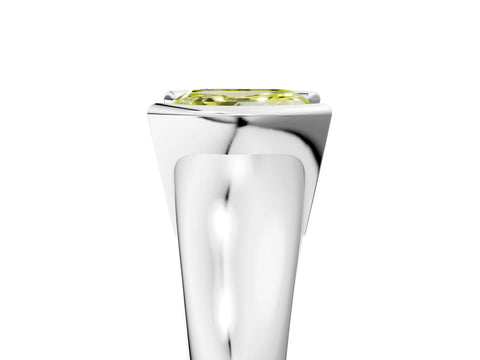 White gold Fancy Yellow Asscher Cut Solitaire Tension Set Diamond Ring with Split Shank Band_41