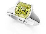 White gold Fancy Yellow Asscher Cut Solitaire Tension Set Diamond Ring with Split Shank Band_49