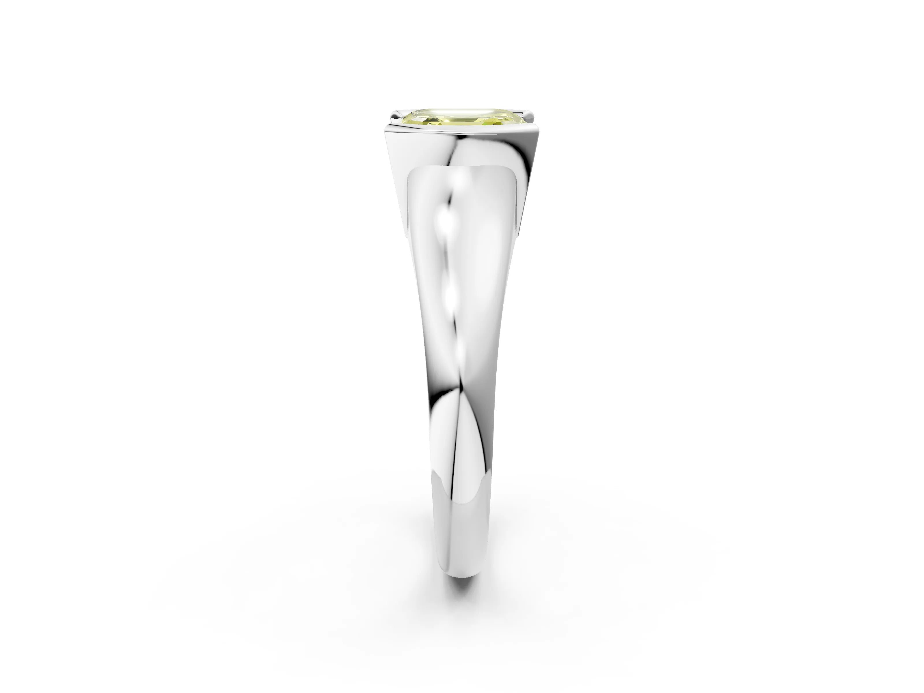White gold Fancy Yellow Asscher Cut Solitaire Tension Set Diamond Ring with Split Shank Band_50