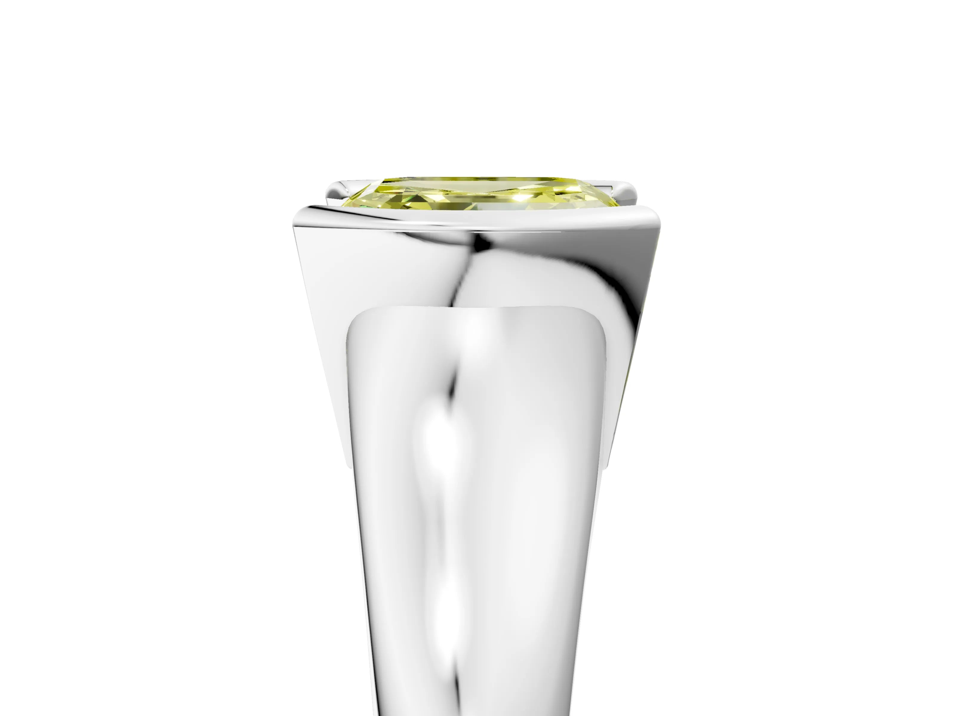 White gold Fancy Yellow Asscher Cut Solitaire Tension Set Diamond Ring with Split Shank Band_53