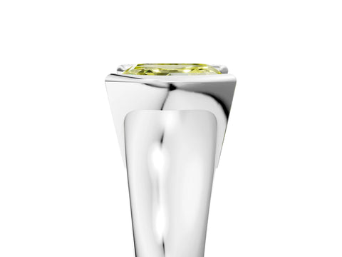 White gold Fancy Yellow Asscher Cut Solitaire Tension Set Diamond Ring with Split Shank Band_53