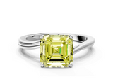 White gold Fancy Yellow Asscher  Cut Solitaire Twist Band Ring with Four-Prong Setting_17