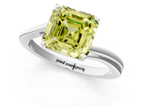 White gold Fancy Yellow Asscher  Cut Solitaire Twist Band Ring with Four-Prong Setting_18