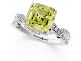White gold Fancy Yellow Asscher Cut Solitaire Twist Pave Diamond Engagement Ring with Prong Setting_25