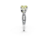 White gold Fancy Yellow Asscher Cut Solitaire Twist Pave Diamond Engagement Ring with Prong Setting_26